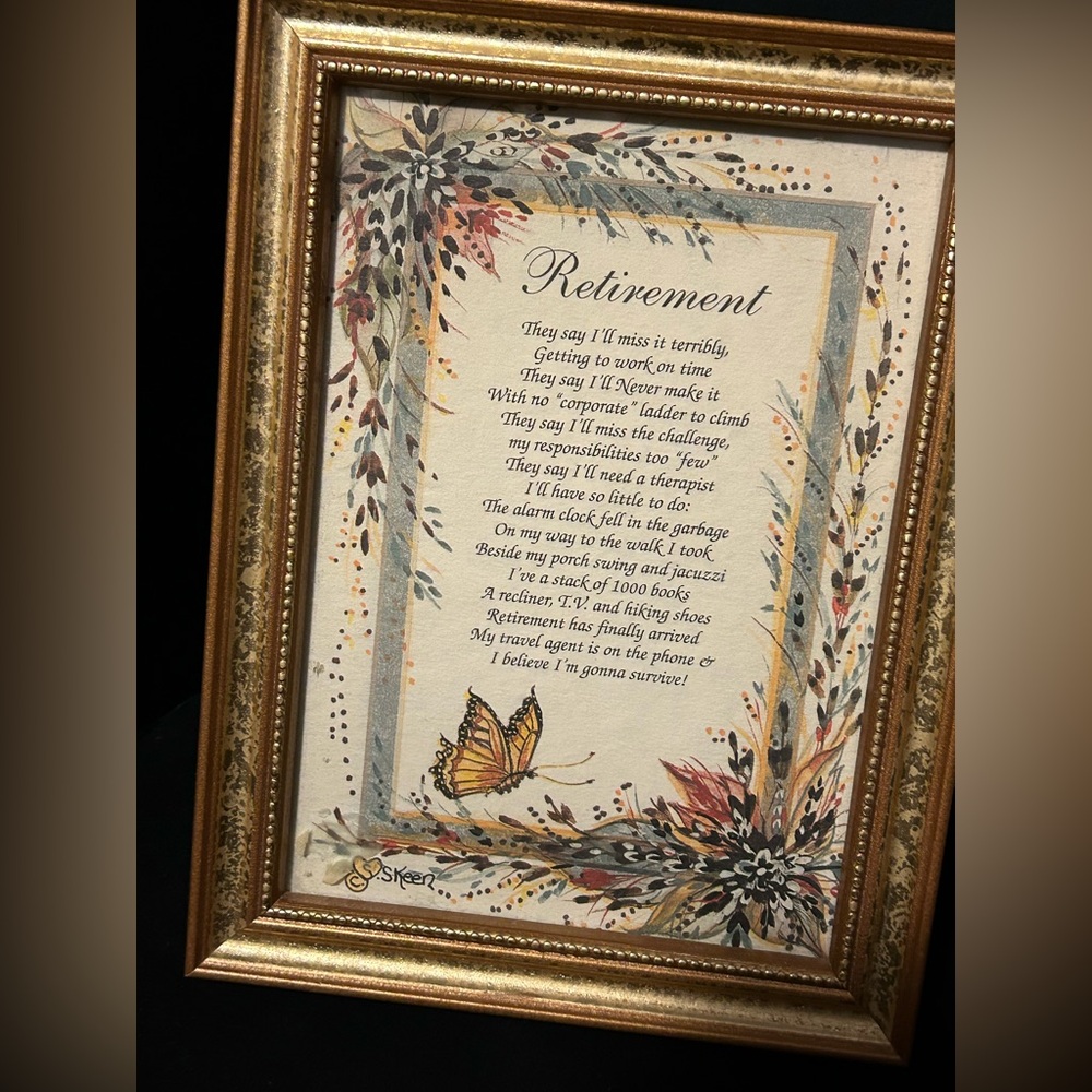 Retirement Verse Poem 5x7 Framed